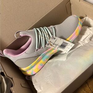 adidas Gray Sneakers with Pastel Multicolor Sole